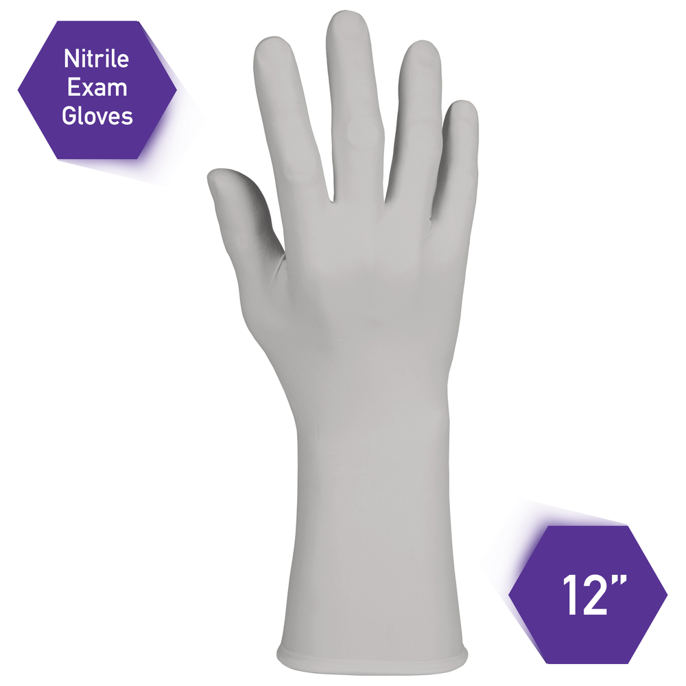 Kimtech™ 無菌ニトリルエクストラ実験用手袋（53139）、3.5ミル、12インチ、左右兼用、Mサイズ、100枚/ディスペンサー、10ディスペンサー、1,000組（グレー）/ケース - 53139