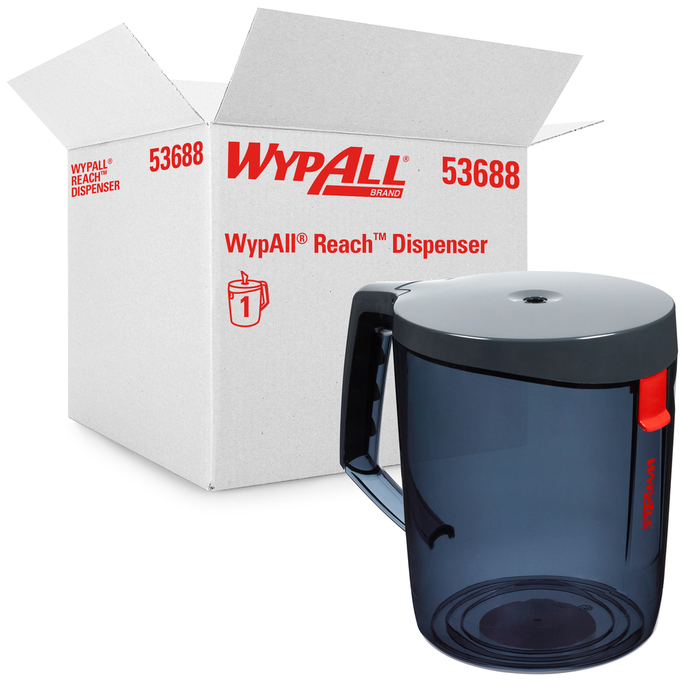 Distributeur de système de serviettes WypAll® Reach™ (53688), support de montage en option inclus, à utiliser avec la serviette WypAll® Reach™ 53734, 1 distributeur / caisse - 53688