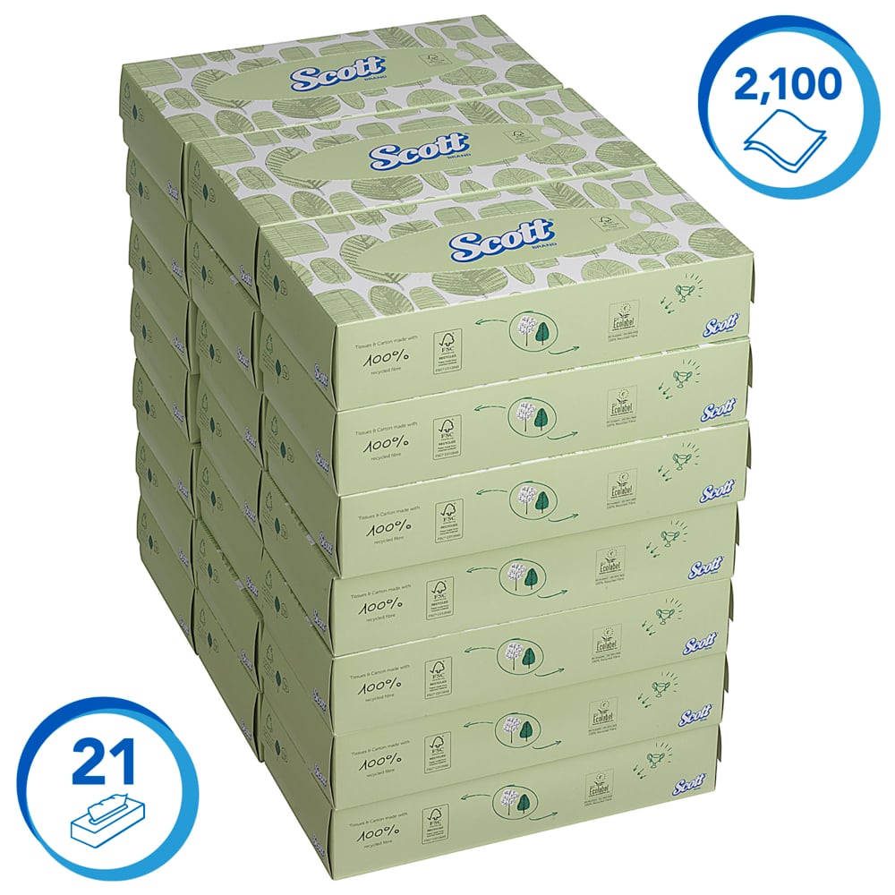 Scott® gezichtsdoekjes 8837 - Wit, 2-laags, 21x100 (2100 vellen) - 8837