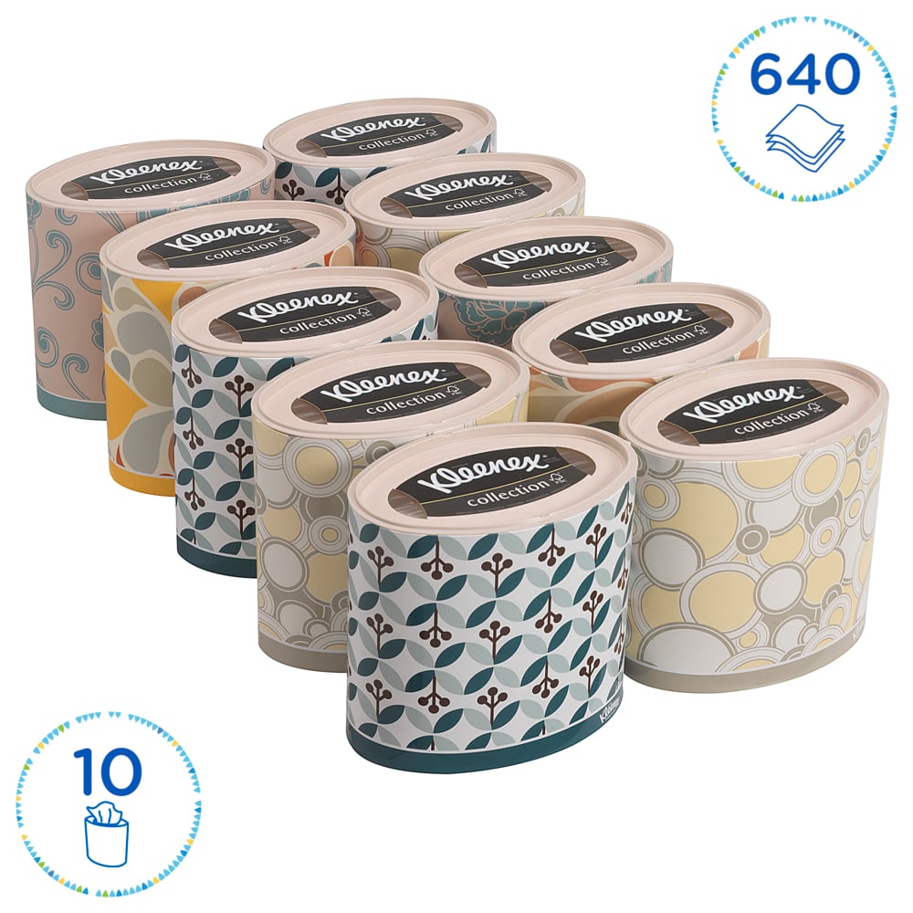 Kleenex® gezichtsdoekjes 8826 - ovale doos tissues, 3-laags - 10 x doos tissues x 64 facial tissues (640 in totaal) - 8826