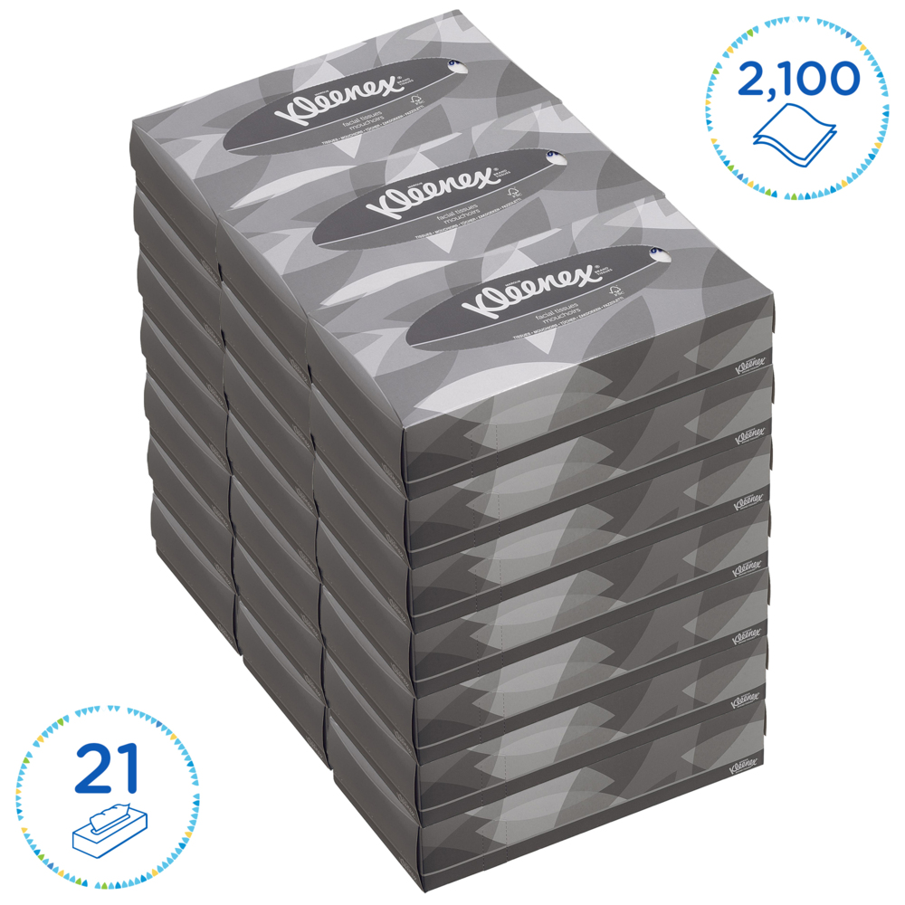 Kleenex® Салфетки для лица, код 8835, белые, двухслойные, 21 x 100 (итого 2100 листов) - 8835