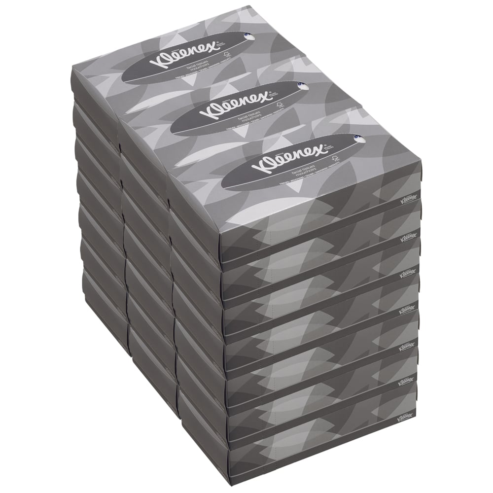 Kleenex® Facial Tissues 8835 - 2 Ply Boxed Tissues - 21 Flat Tissue Boxes x 100 White Facial Tissues (2,100 sheets) - 8835