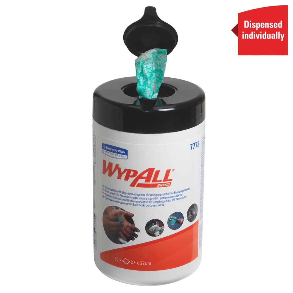 WypAll® Recarga de paños de limpieza 7772: paños industriales, 6 recipientes de paños x 50 paños de limpieza verdes (300 paños en total) - 7772
