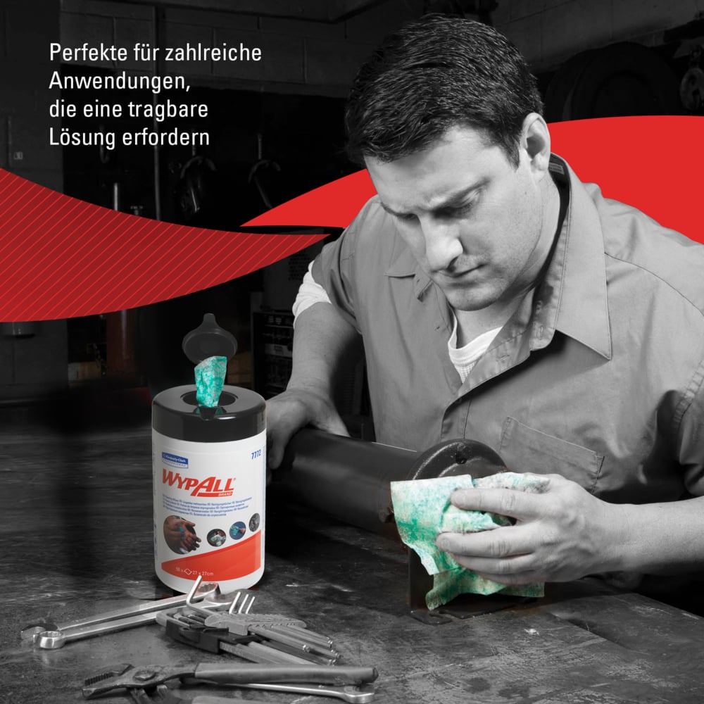 WypAll® Recarga de paños de limpieza 7772: paños industriales, 6 recipientes de paños x 50 paños de limpieza verdes (300 paños en total) - 7772