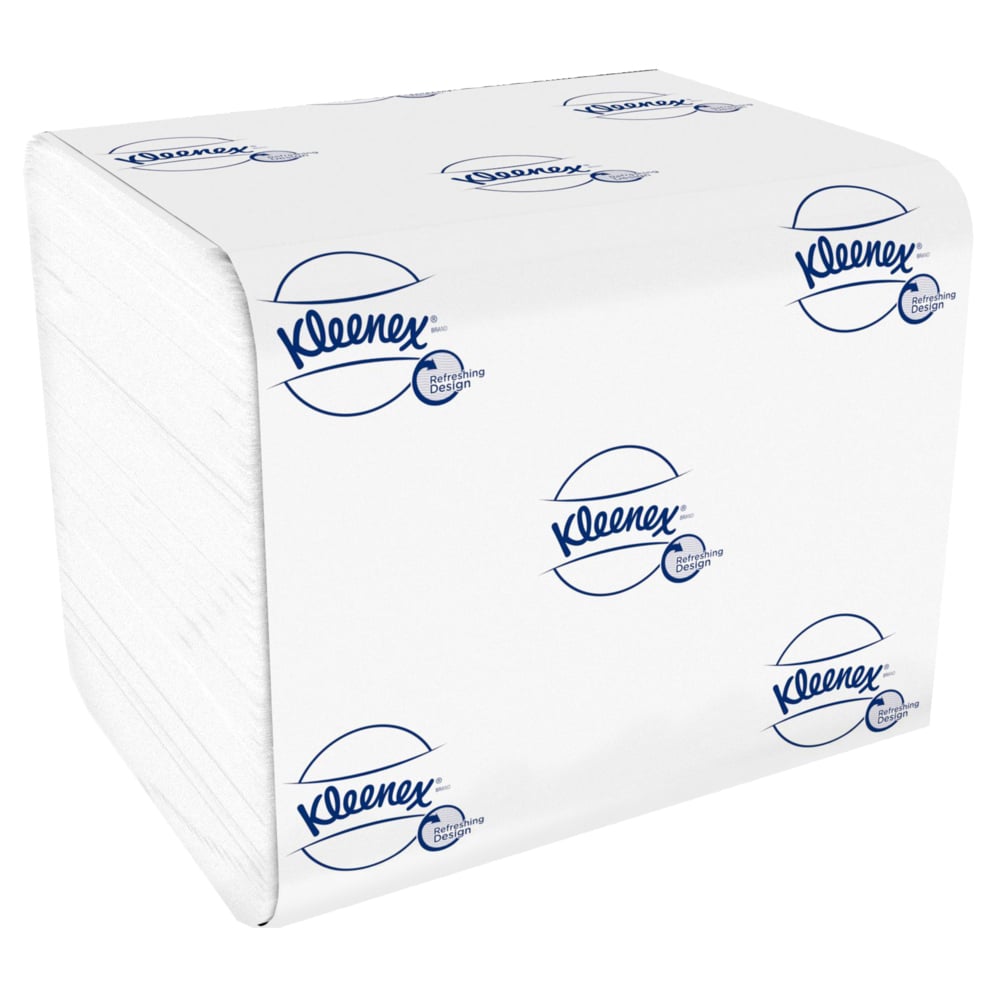 Papier toilette plié 2 épaisseurs Kleenex® 8408 - 36 x paquets de 200 feuilles (13 200 au total);Papier toilette plié Kleenex® 8408 Maxi Pack - 2 plis - 36 paquets x 200 feuilles blanches (7 200 feuilles au total) - 8408