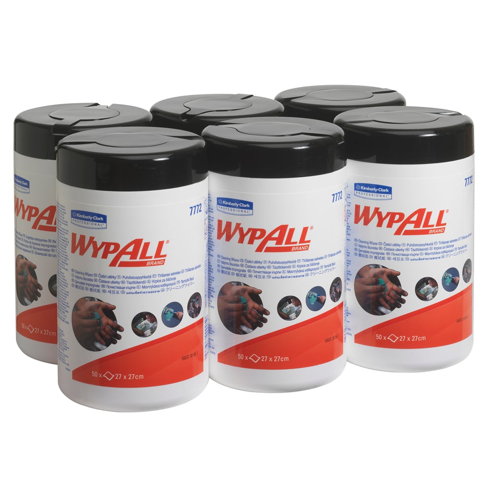 Lingettes nettoyantes WypAll® 7772 - Recharge - 50 formats verts, 1 épaisseur par baril (6 barils par boîte) - 7772