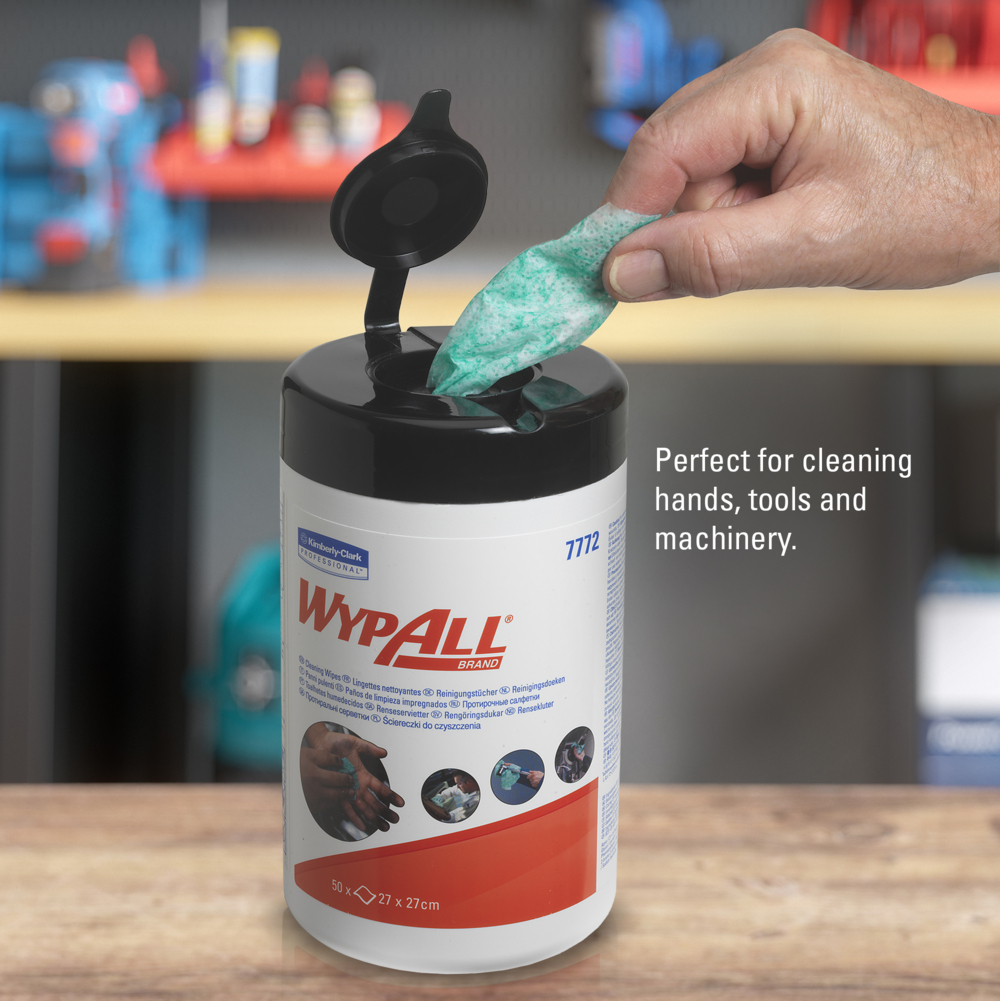 WypAll® Recarga de paños de limpieza 7772: paños industriales, 6 recipientes de paños x 50 paños de limpieza verdes (300 paños en total) - 7772