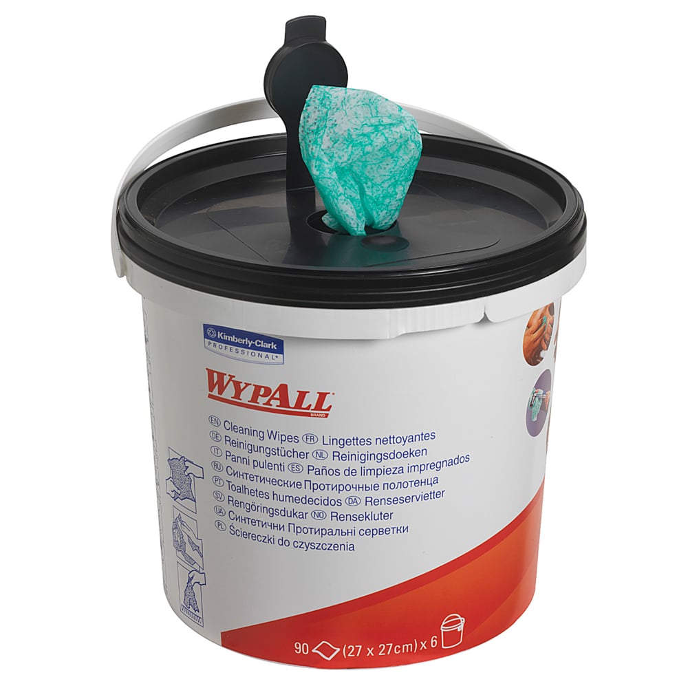 WypAll® Cleaning Wipes Refill 7775 - 90 green, pre-soaked sheets per bucket (box contains 6 buckets) - 7775