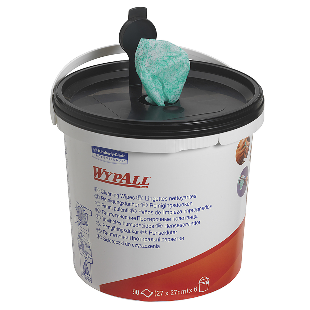 WypAll® Cleaning Wipes Refill 7775 - 90 green, pre-soaked sheets per bucket (box contains 6 buckets) - 7775