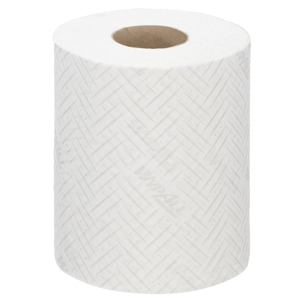 WypAll® L10 Food & Hygiene Wiping Paper 6222 - 1 Ply Dry Cleaning Wipes - 6 White Centrefeed Rolls x 430 Paper Wipes (2,580 total) - 6222