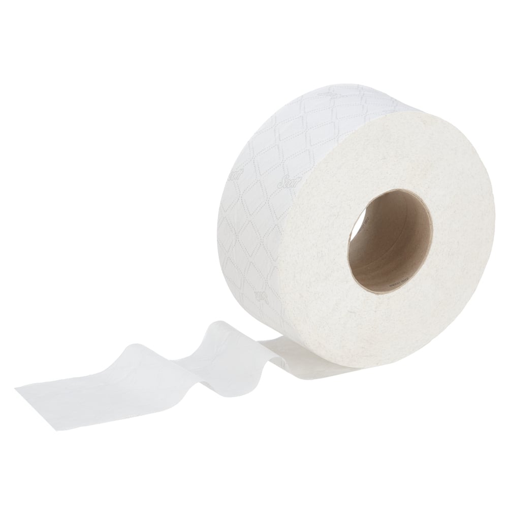 Rouleau de papier toilette Jumbo Scott® Essential™ 8614 - Papier toilette 2 épaisseurs - 12 rouleaux de 500 feuilles blanches de papier toilette (2 400 m) - 8614