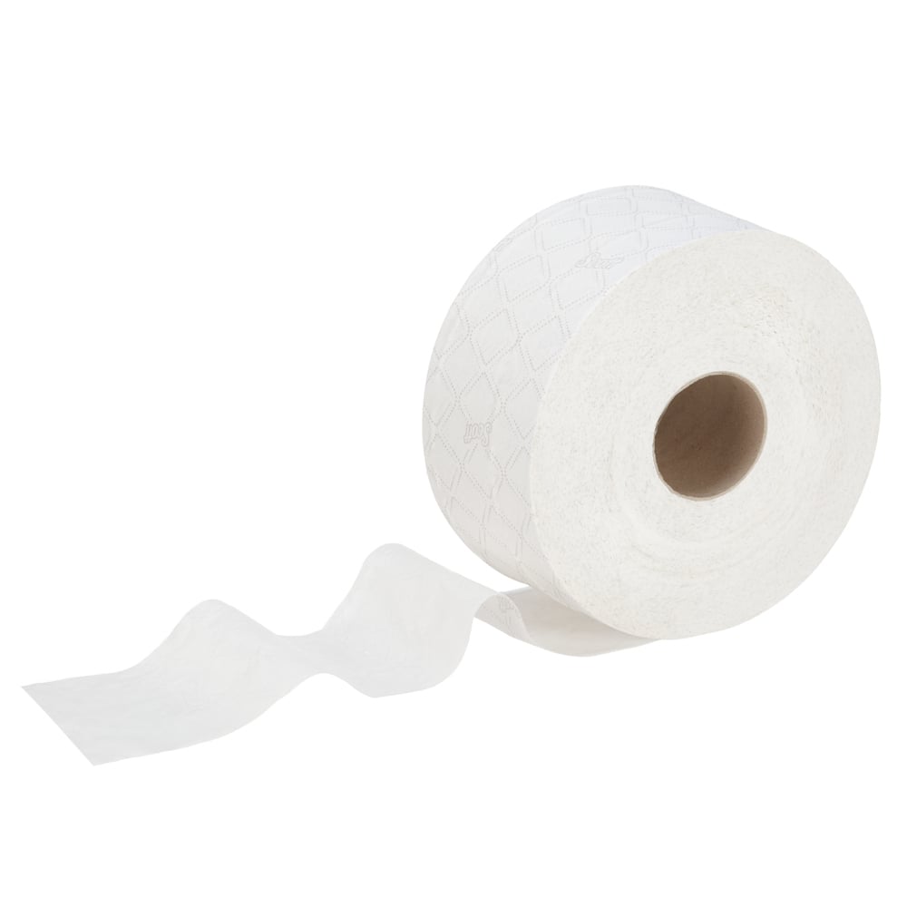 Rouleau de papier toilette Jumbo Scott® Essential™ 8615 - Papier toilette 2 épaisseurs - 12 rouleaux de 500 feuilles blanches de papier toilette (2 400 m) - 8615