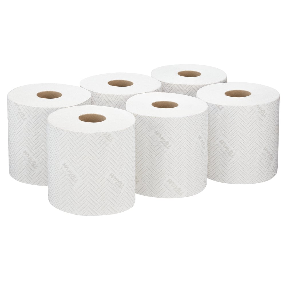 WypAll® L10 Food & Hygiene Wiping Paper 7256 - 1 Ply White Cleaning Wipes - 6 Centrefeed Rolls x 800 Paper Wipes (4,800 total) - 7256