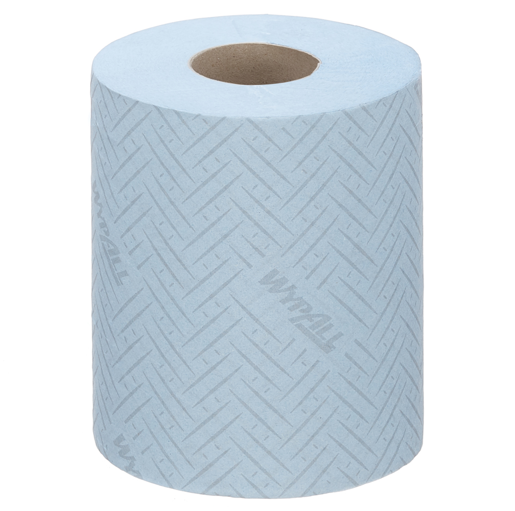 WypAll® L10 Papier-Reinigungstücher für Service u. Einzelhandel 6220 – 1-lagige blaue Rolle mit Zentralentnahme – 6 Rollen mit Zentralentnahme x 280 Papier-Wischtücher (insges. 1.680) - 6220