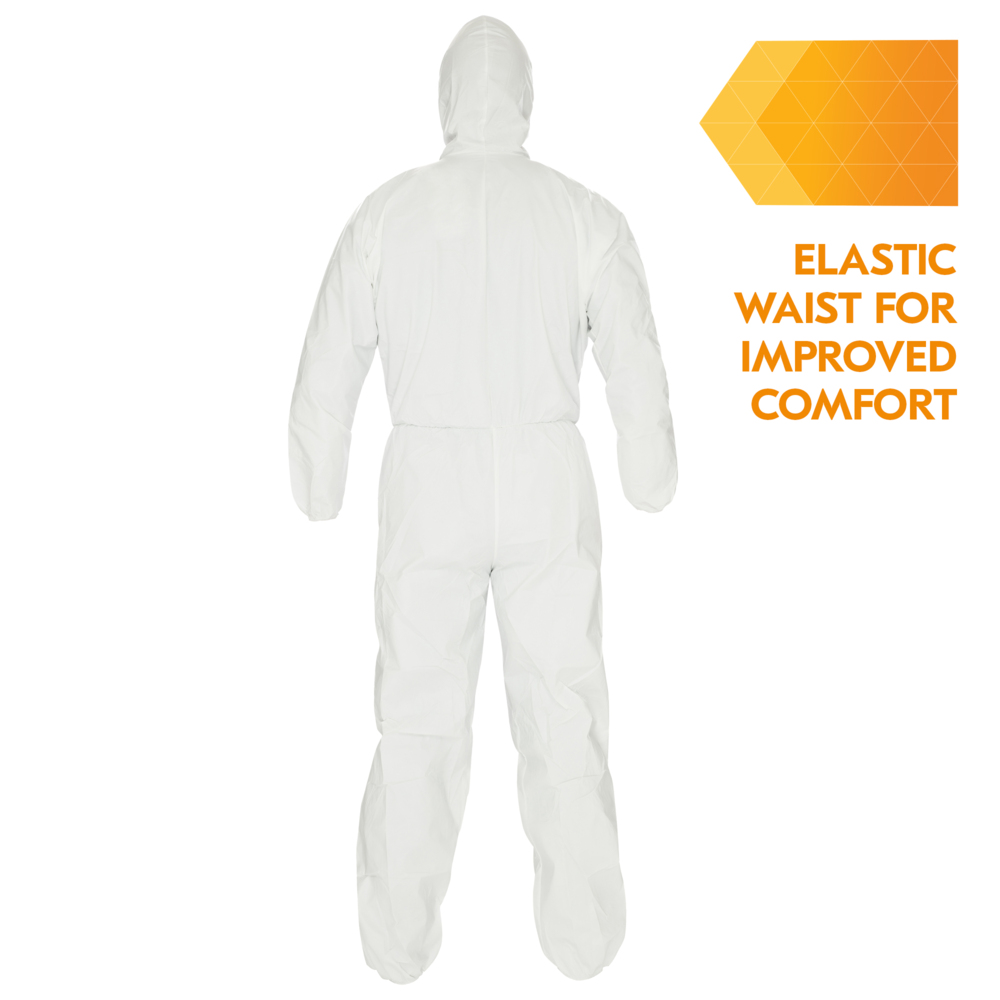 Combinaisons à capuche de protection contre les liquides et les particules Reflex KleenGuard® A40 47995 - EPI - 25 combinaisons blanches à usage unique taille M - 47995