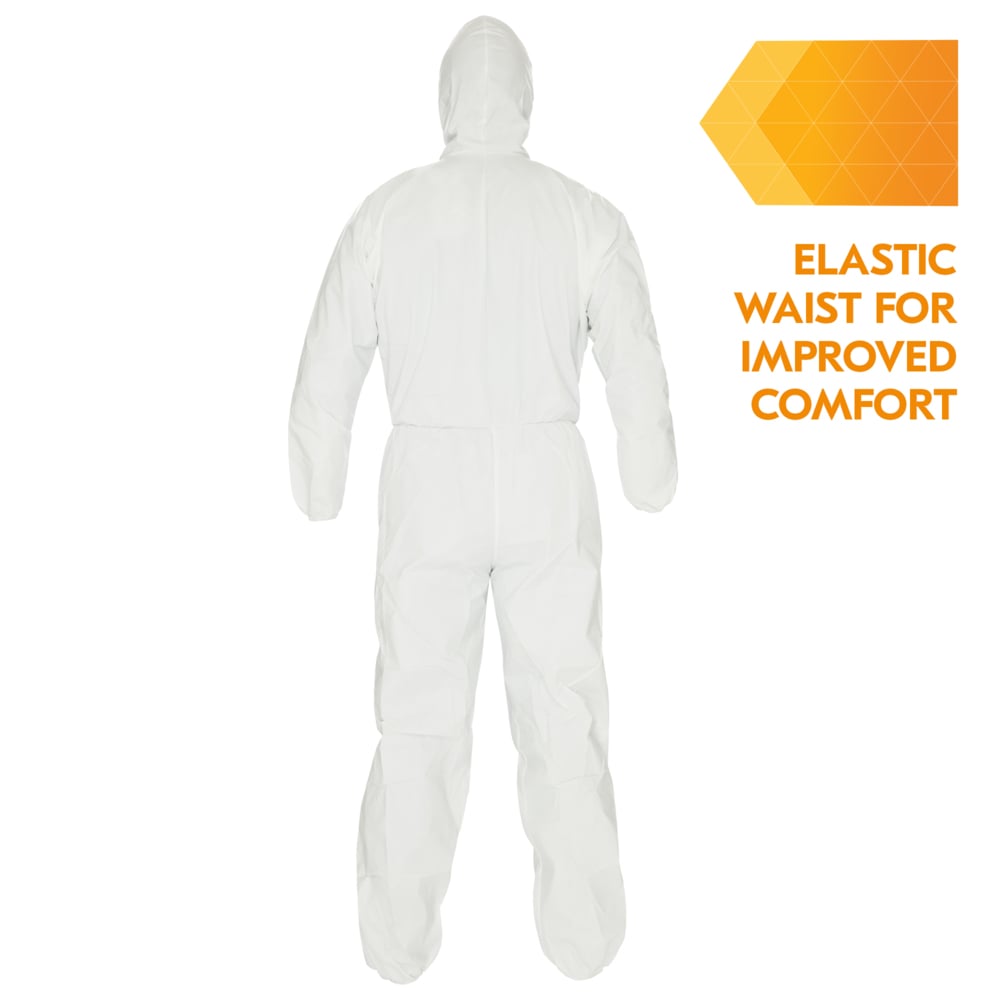 Combinaisons à capuche de protection contre les liquides et les particules Reflex KleenGuard® A40 47999 - EPI - 25 combinaisons blanches à usage unique taille 3XL - 47999