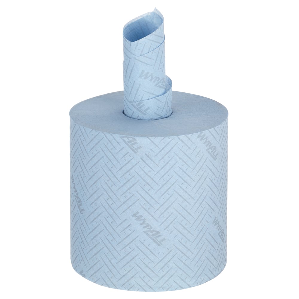 WypAll® L10 Food & Hygiene Wiping Paper 7255 - 1 Ply Centrefeed Blue Roll - 6 Centrefeed Rolls x 800 Paper Wipes (4,800 total) - 7255