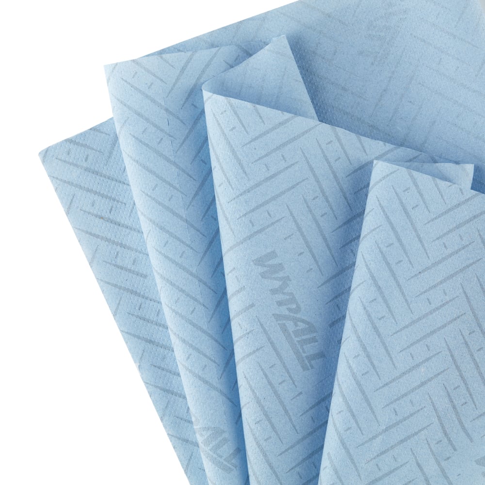 WypAll® L10 Food & Hygiene Wiping Paper 7255 - 1 Ply Centrefeed Blue Roll - 6 Centrefeed Rolls x 800 Paper Wipes (4,800 total) - 7255