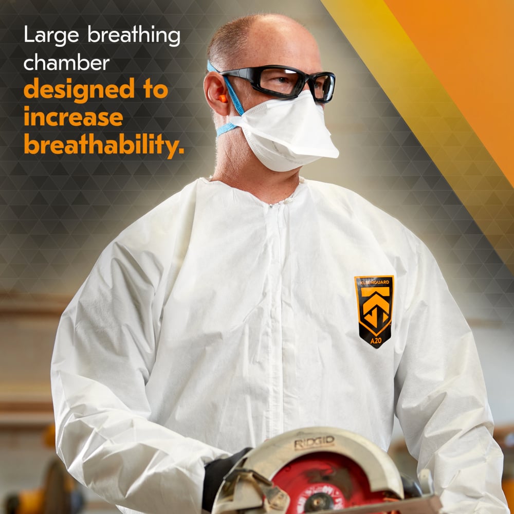 KleenGuard™ N95 Particulate Respirator: Pouch Style (53899), NIOSH-Approved, Made in USA, Regular Size, 20 Respirators/Carton, 12 Cartons/Case, 240 Respirators/Case - 53899