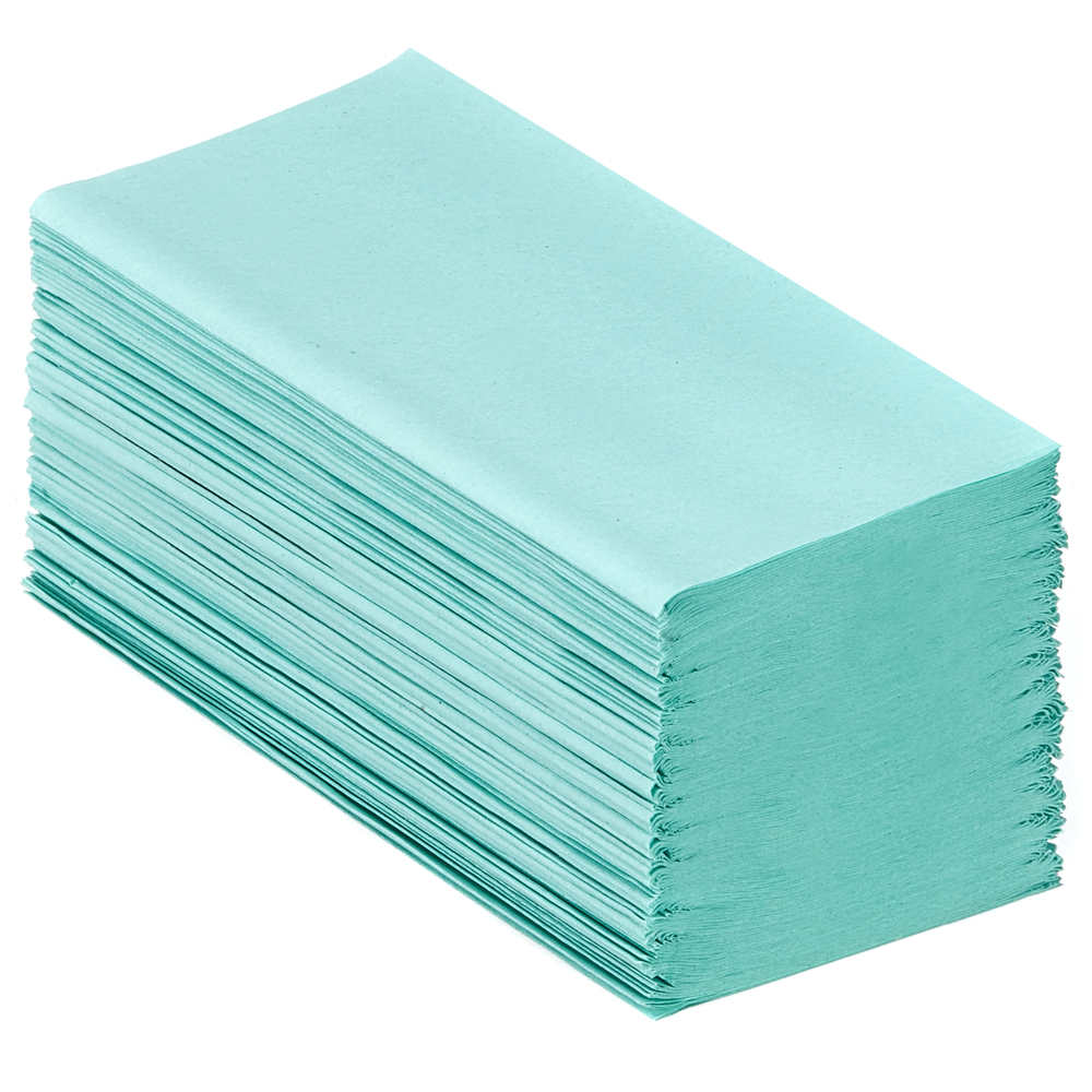 Hostess™ NATURA™ Folded Green Hand Towels 6834 - Interfold Disposable Paper Towels - 12 Packs x 318 Paper Hand Towels (3,816 Total) - 6834