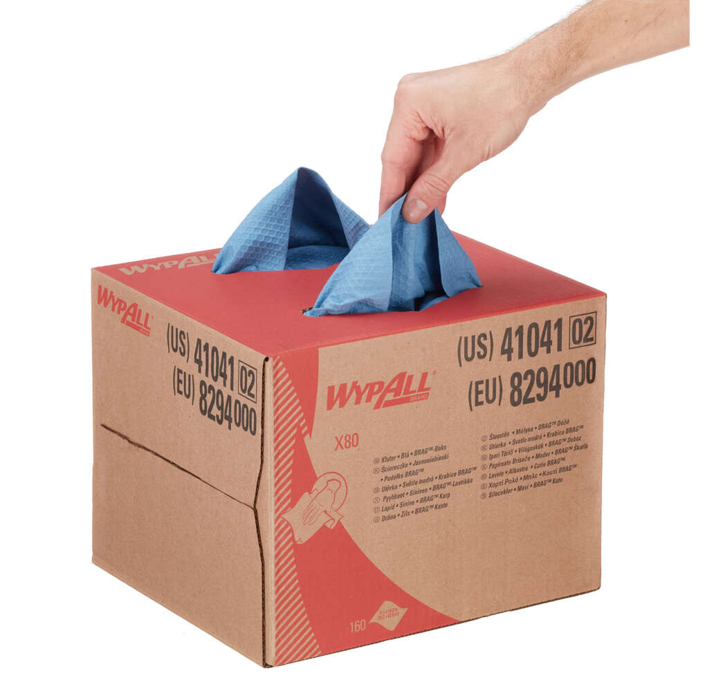 Panni per la pulizia WypAll® X80 Power Clean™ 8294 azzurri - Panni riutilizzabili - 1 BRAG™ Box da 160 panni assorbenti azzurri - 8294