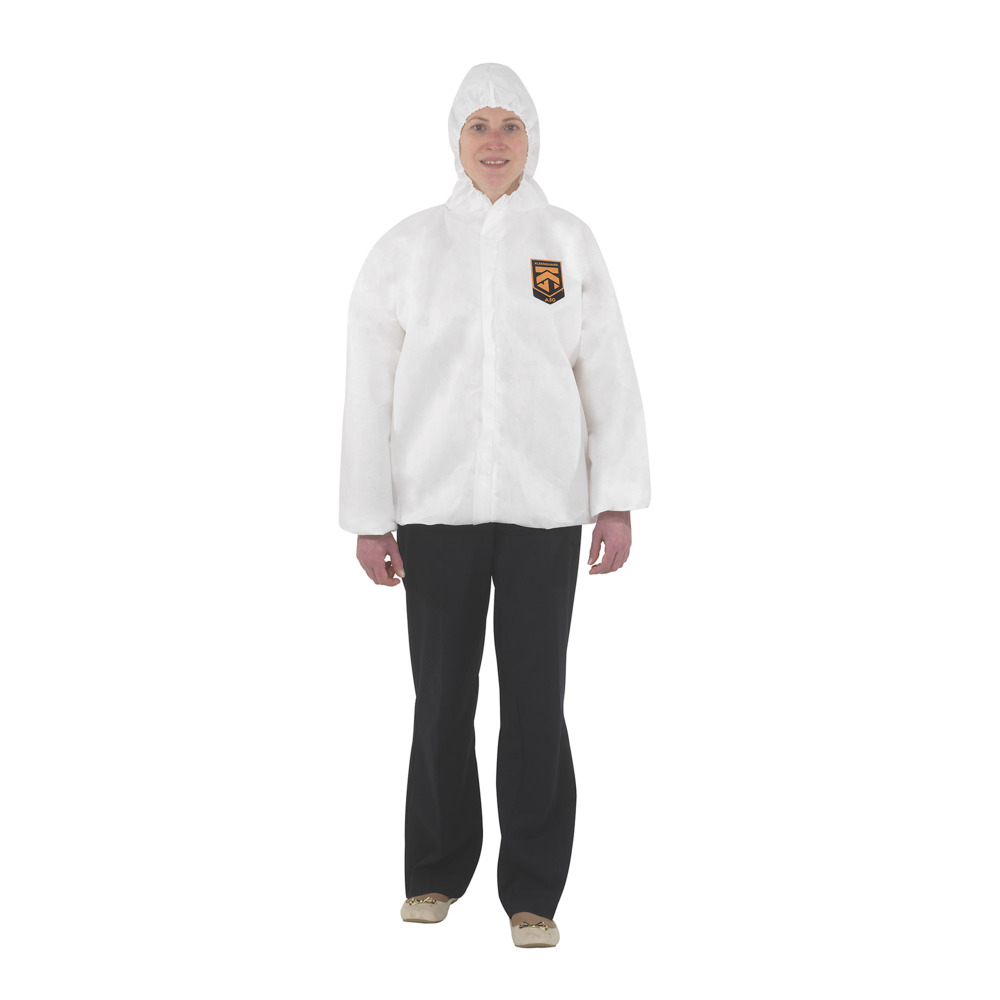 KleenGuard® A50 Breathable Splash & Particle Protection Hooded Jacket 99470 - White, 2XL, 1x15 (15 total) - 99470