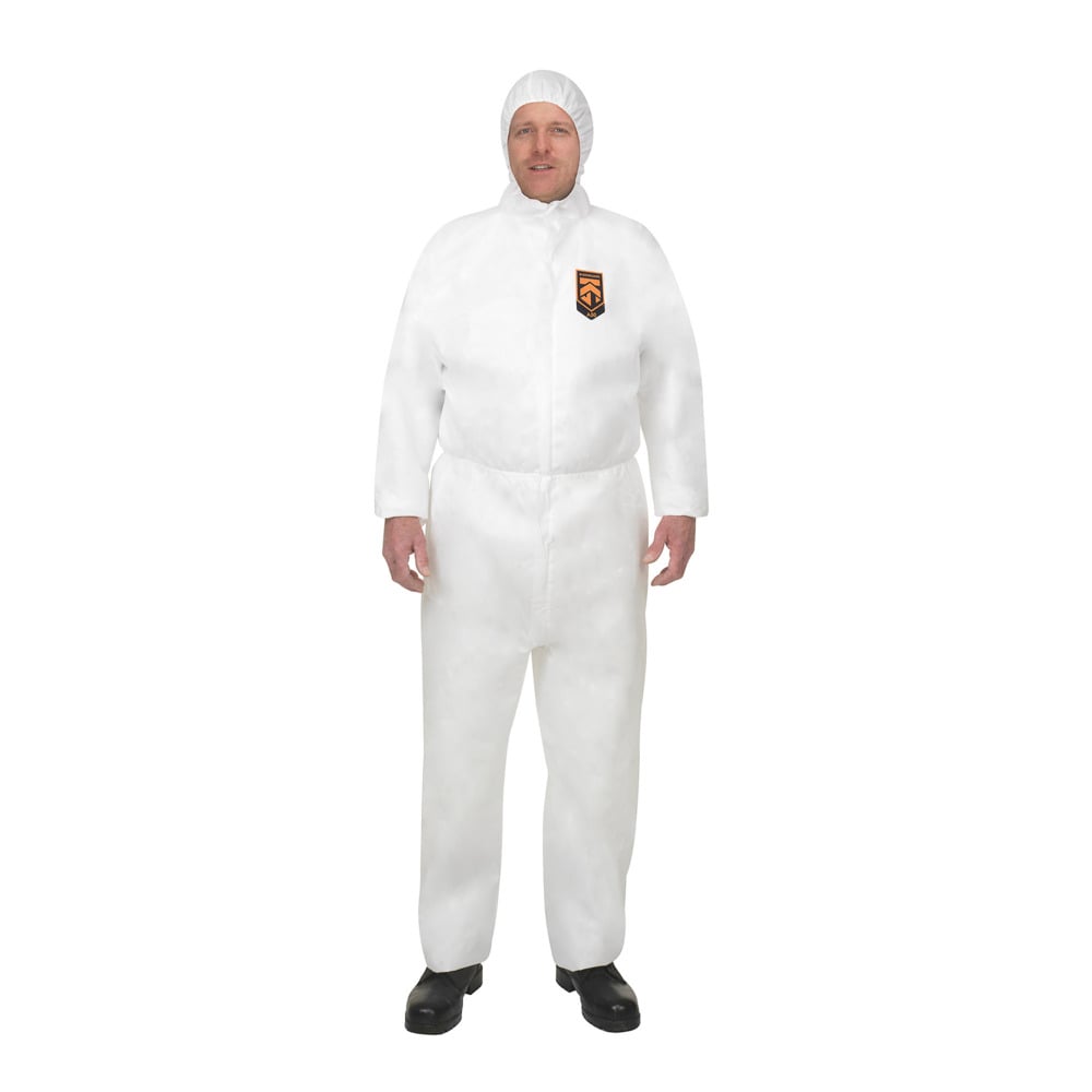 KleenGuard® A50 Breathable Splash & Particle Protection Hooded Coveralls 96840 - PPE - 25 x Extra Large, White Protective Coveralls - 96840
