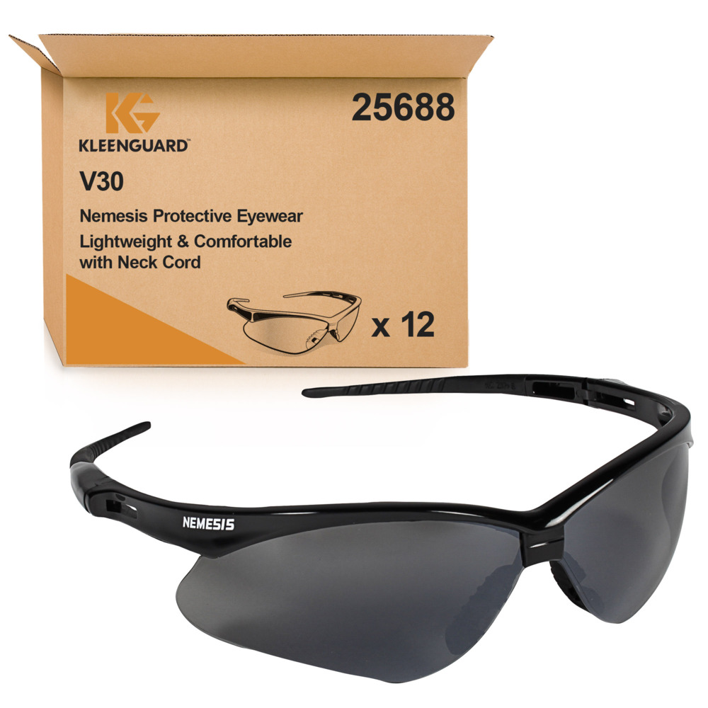 Lunettes de protection réfléchissantes fumées KleenGuard® V30 Nemesis 25688 - 12 lunettes universelles à verres réfléchissants par paquet - 25688