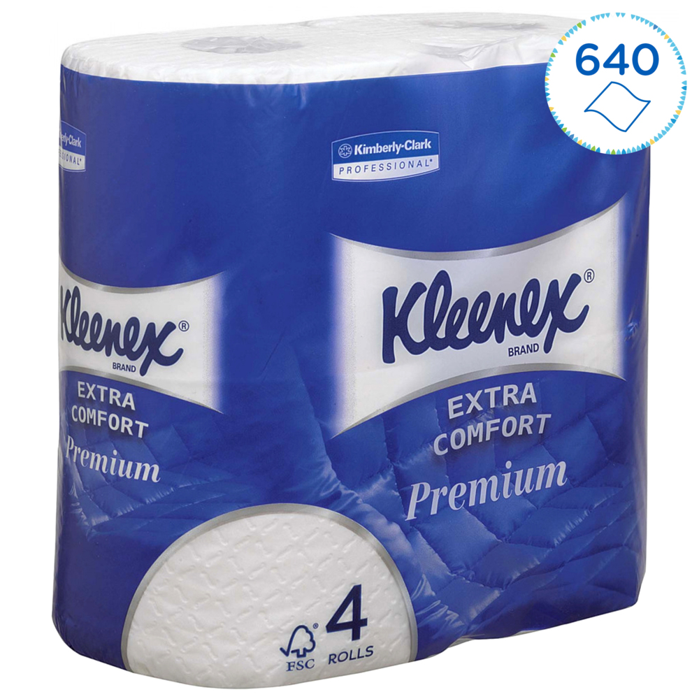 Rouleau de papier toilette taille standard Kleenex® 8484 - Papier toilette 4 épaisseurs - 24 rouleaux x 160 feuilles de papier toilette blanc (3 840 feuilles) - 8484