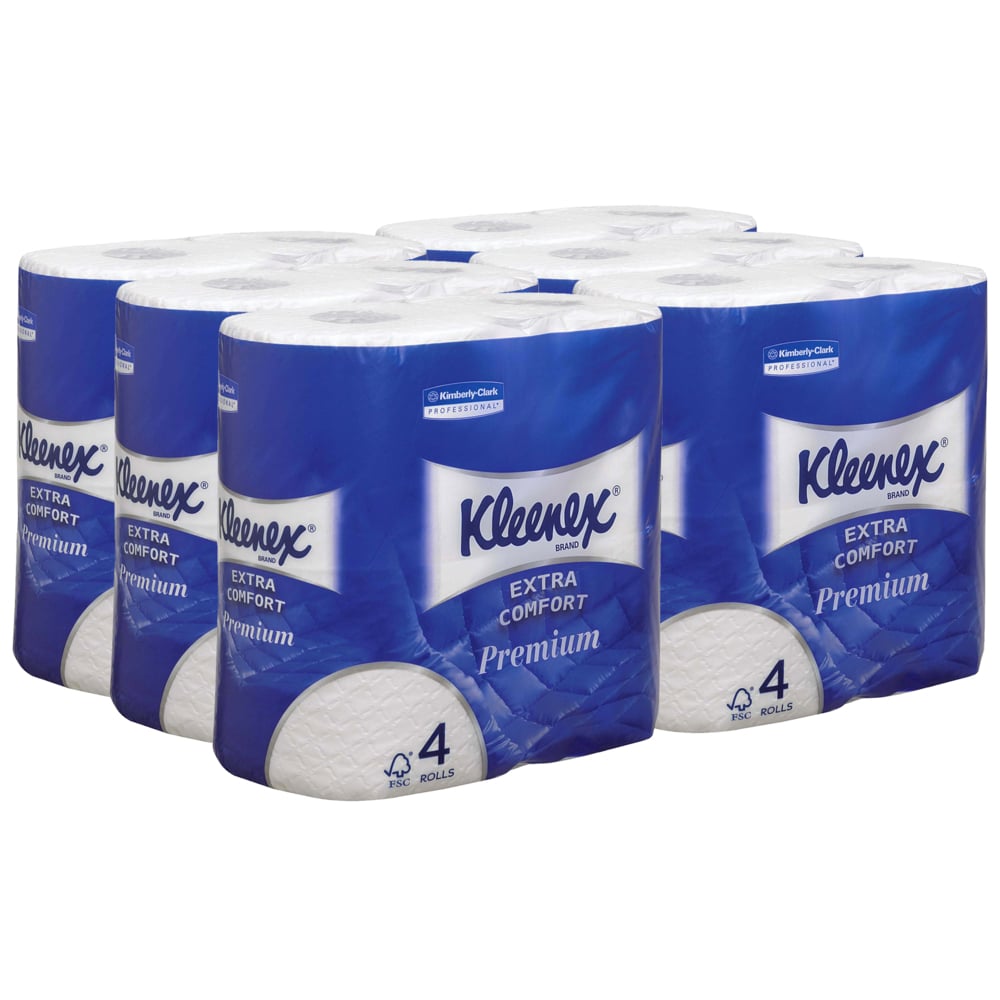 Rouleau de papier toilette taille standard Kleenex® 8484 - Papier toilette 4 épaisseurs - 24 rouleaux x 160 feuilles de papier toilette blanc (3 840 feuilles) - 8484