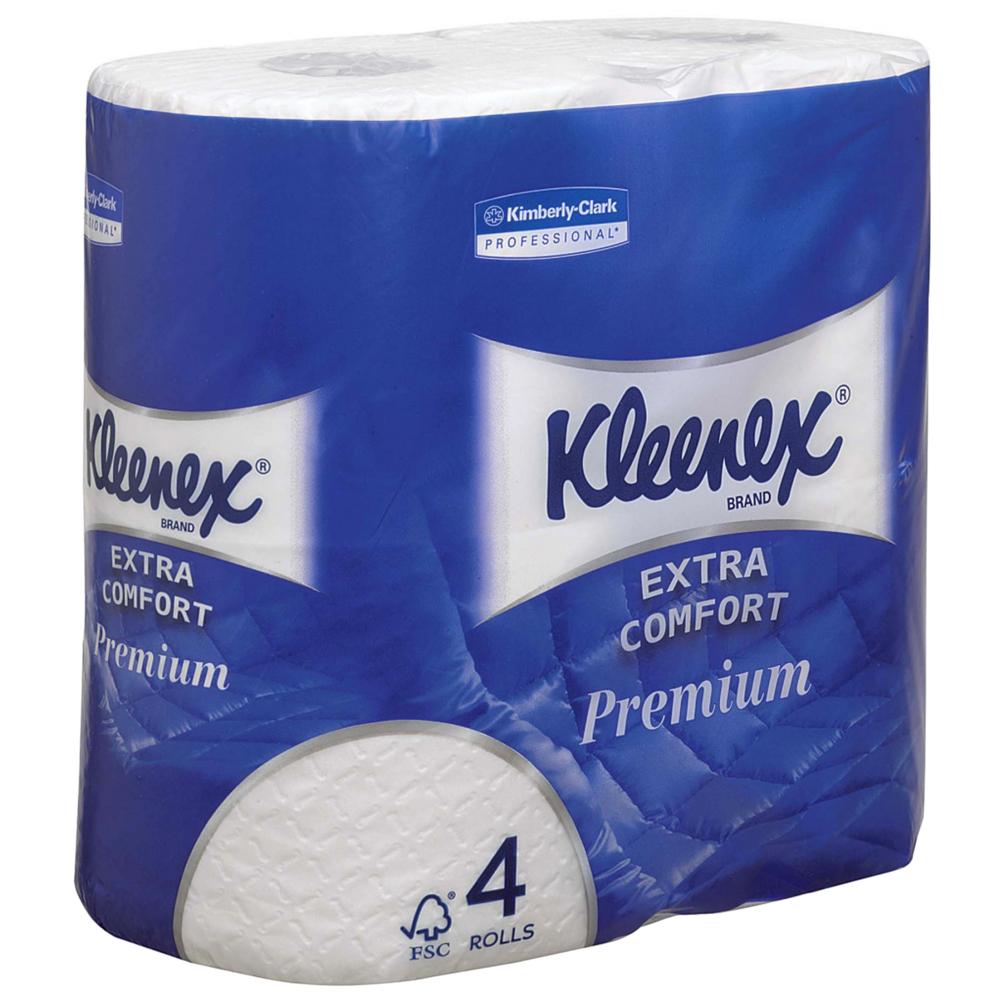 Kleenex® Standard Size Toilet Roll 8484 - 4 Ply Toilet Paper - 24 Rolls x 160 White Toilet Tissue Sheets (3,840 sheets) - 8484