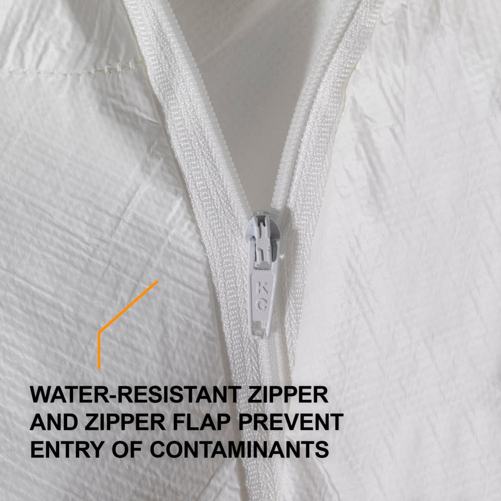 Combinaisons à capuche de protection contre les liquides et les particules KleenGuard® A40 97930 - EPI - 25 combinaisons blanches jetables taille XL - 97930
