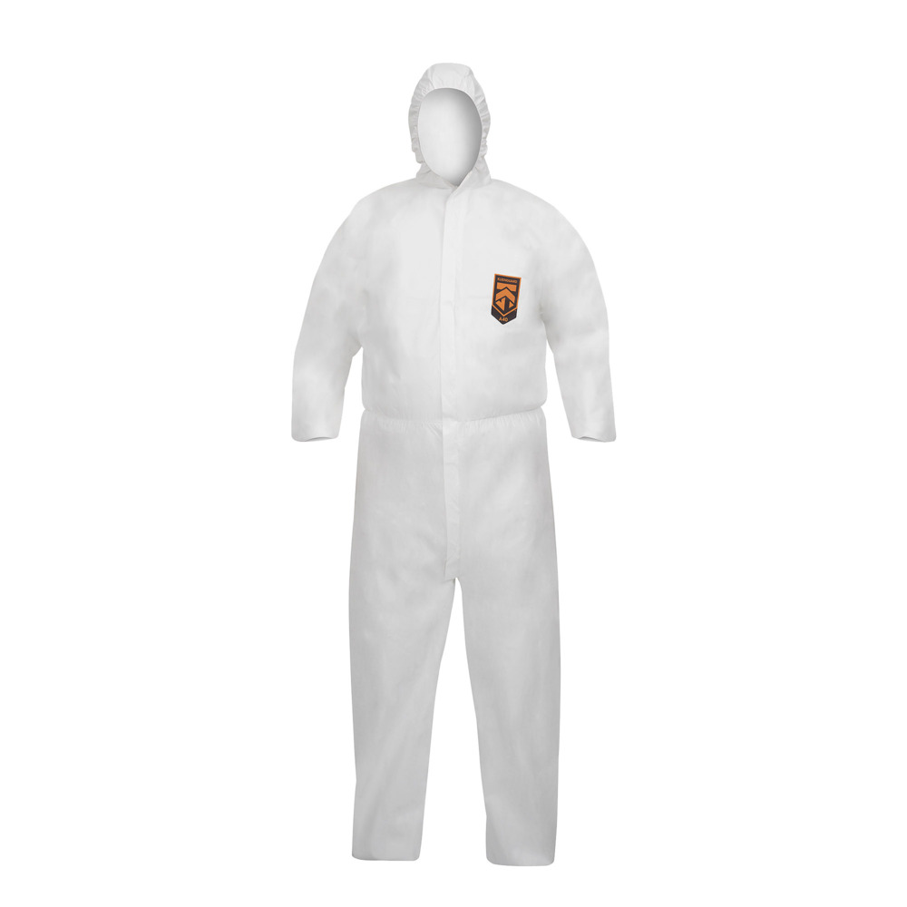 Combinaison à capuche contre les particules et les liquides KleenGuard® A40 97920 - Blanc, taille L, 1 x 25 (25 pièces au total);Combinaisons à capuche de protection contre les liquides et les particules KleenGuard® A40 97920 - EPI - 25 combinaisons blanches jetables taille L - 97920