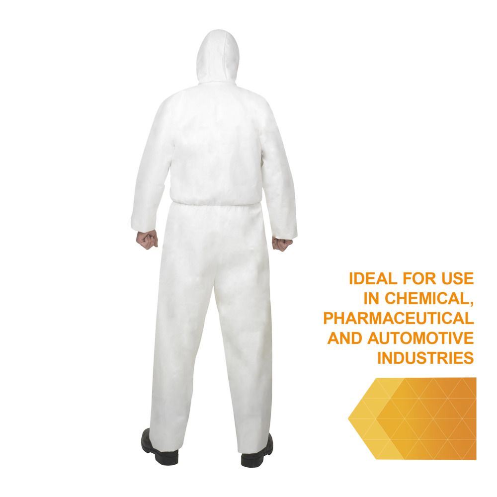 KleenGuard® A40 overalls met capuchon voor bescherming tegen waterspatten of chemische spatten 97910 - PBM - 25 x witte overalls voor eenmalig gebruik in maat M - 97910