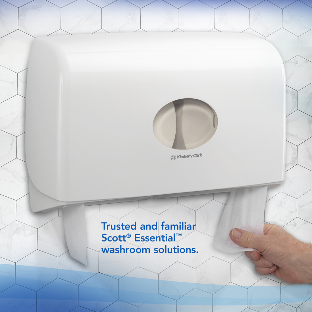 Rouleau de papier toilette Jumbo Scott® Essential™ 8614 - Papier toilette 2 épaisseurs - 12 rouleaux de 500 feuilles blanches de papier toilette (2 400 m) - 8614