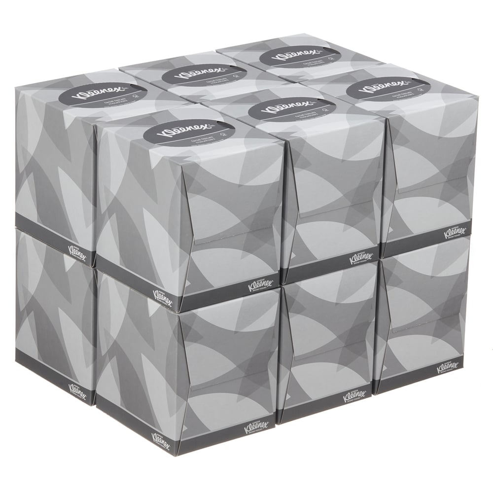 Mouchoirs en papier Kleenex® Boîte cubique 8834 - Blanc. 2 épaisseurs. 12 x  88 (1 056 mouchoirs);Cube de mouchoirs Kleenex® 8834 - Boîte de mouchoirs 2  épaisseurs - 12 boîtes de mouchoirs x 88 mouchoirs blancs (1 056 au total)