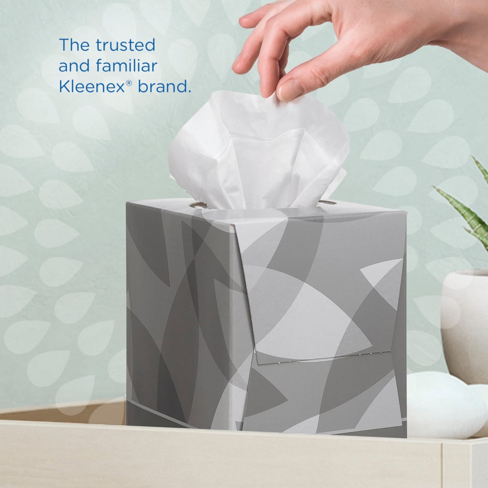 Cube de mouchoirs Kleenex® 8834 - Boîte de mouchoirs 2 épaisseurs - 12 boîtes de mouchoirs x 88 mouchoirs blancs (1 056 au total) - 8834