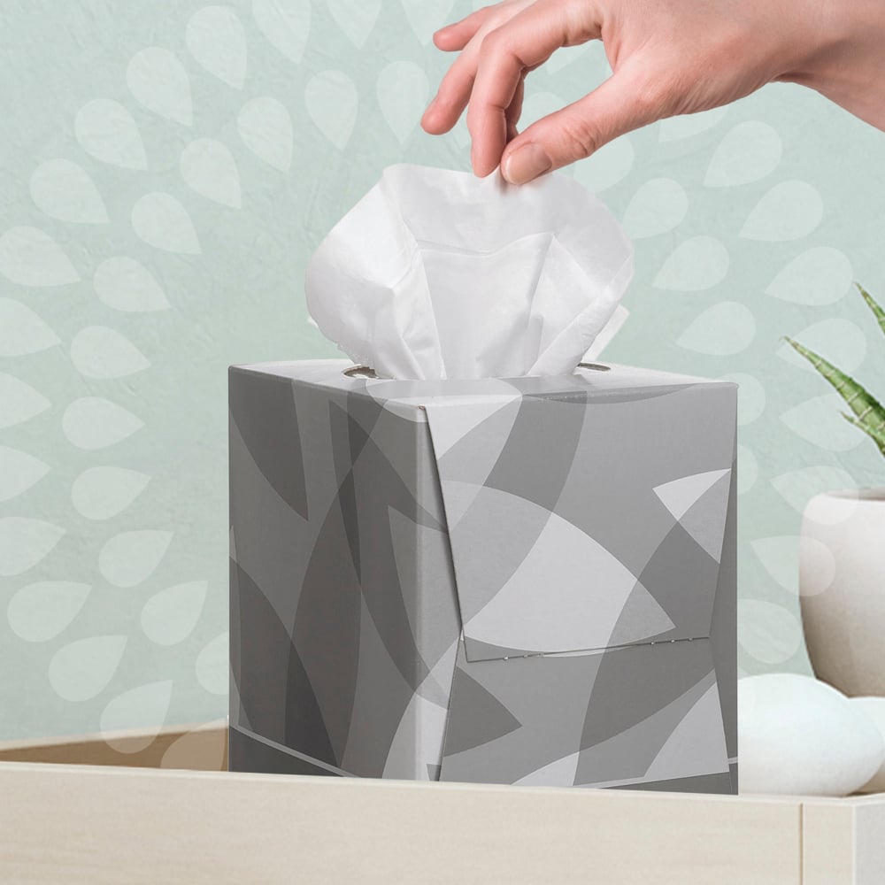 Mouchoirs en papier Kleenex® Boîte cubique 8834 - Blanc. 2 épaisseurs. 12 x 88 (1 056 mouchoirs) - 8834
