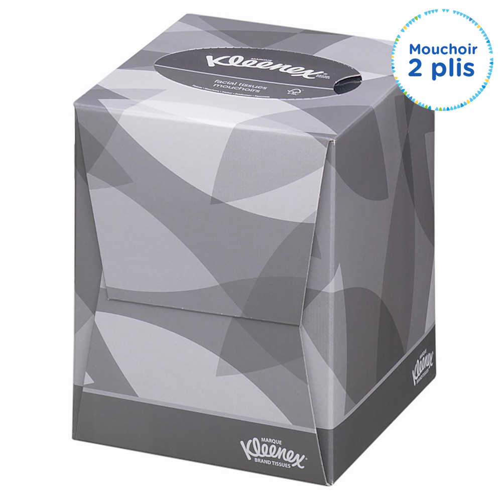 Cube de mouchoirs Kleenex® 8834 - Boîte de mouchoirs 2 épaisseurs - 12 boîtes de mouchoirs x 88 mouchoirs blancs (1 056 au total) - 8834