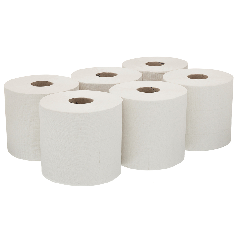 WypAll® Industriewischtücher L20, mit Zentralentnahme, 7303 – 6 Rollen x 380 Wischtücher, 2-lagig, weiß - 7303