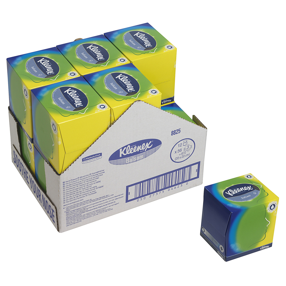Kleenex® Kosmetiktücher 8825 – Kleenex Box - 12x56 (672 Papiertaschentücher) - weiß, 3-lagig - 8825