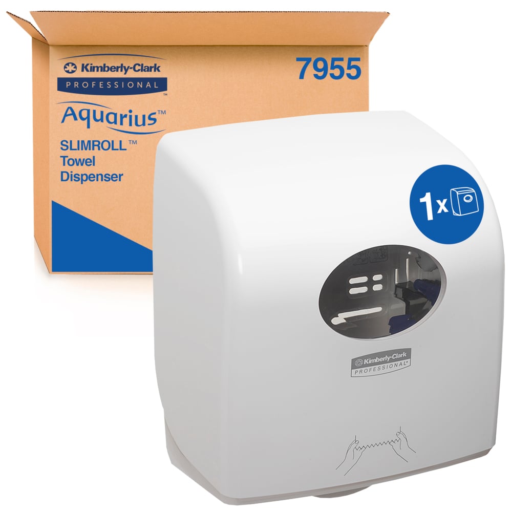 Aquarius™ Slimroll™ Rolled Hand Towel Dispenser 7955 - 1 x White Paper Towel Dispenser - 7955