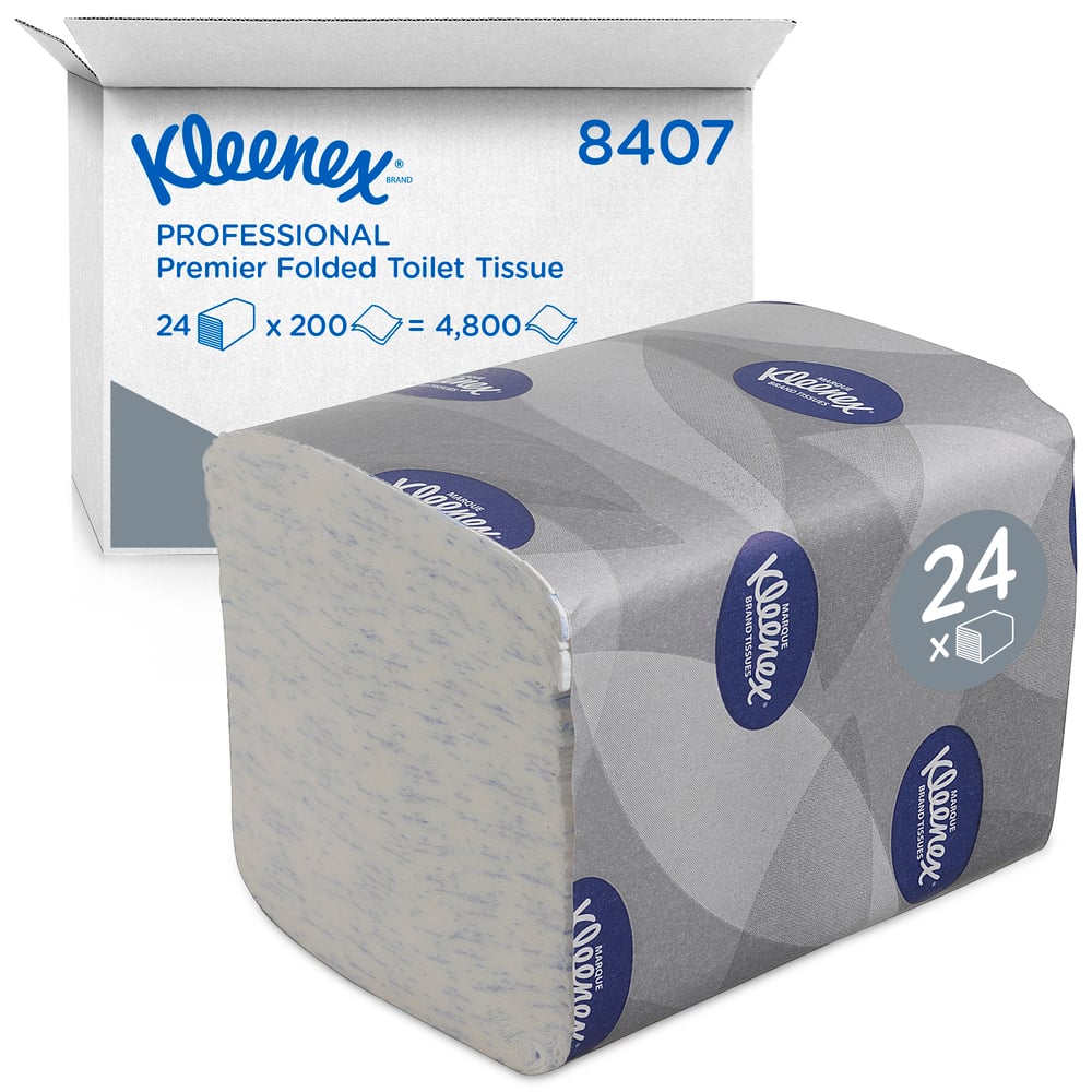 Kleenex® Premier Folded Toilet Tissue 8407 - White, 2 ply, 24x200 ...