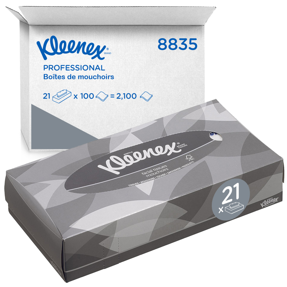 Kleenex® gezichtsdoekjes 8835 - Wit. 2-laags. 21x100 (2100 vellen) - 8835