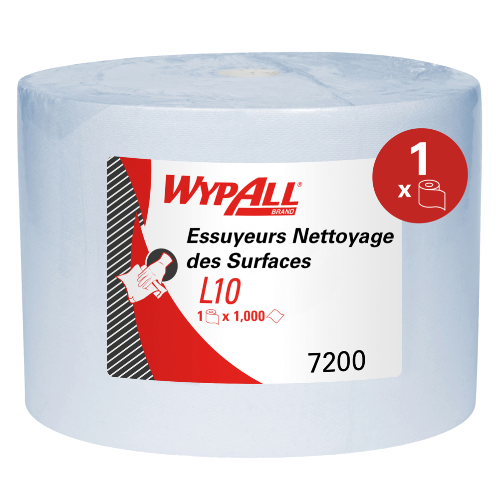 WypAll® L10 schoonmaakdoeken voor oppervlakken 7200 - jumborol - 1 blauwe rol x 1000 papieren doeken - 7200