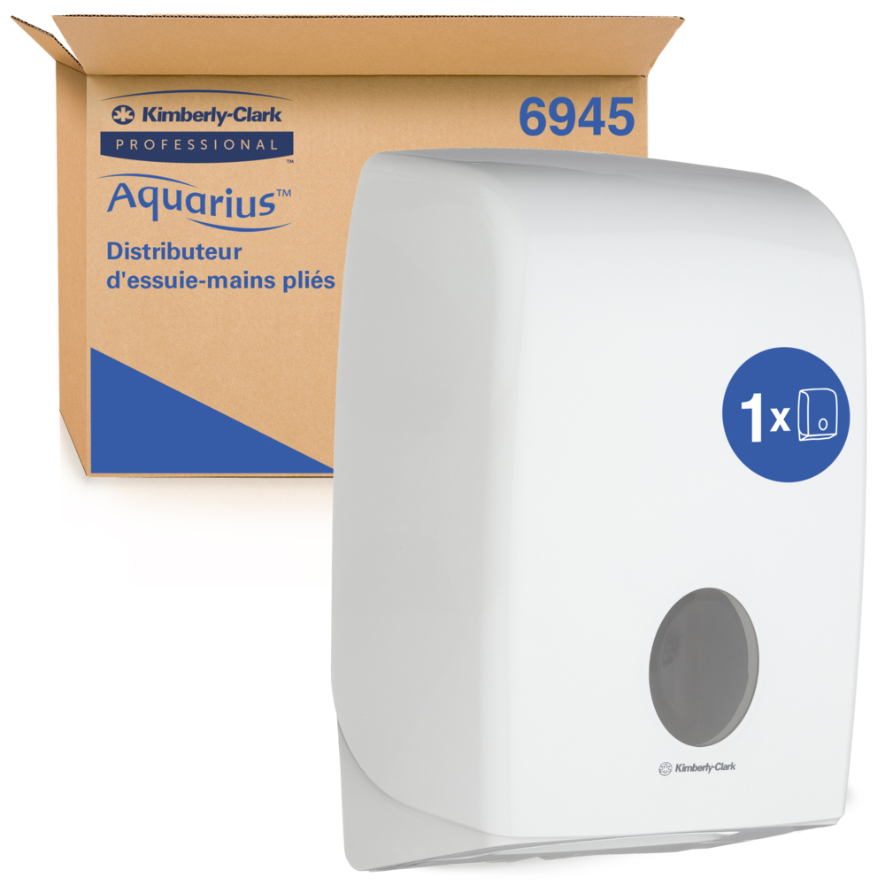 Distributeur d'essuie-mains pliés Aquarius™ 6945 - 1 x distributeur blanc d'essuie-mains - 6945