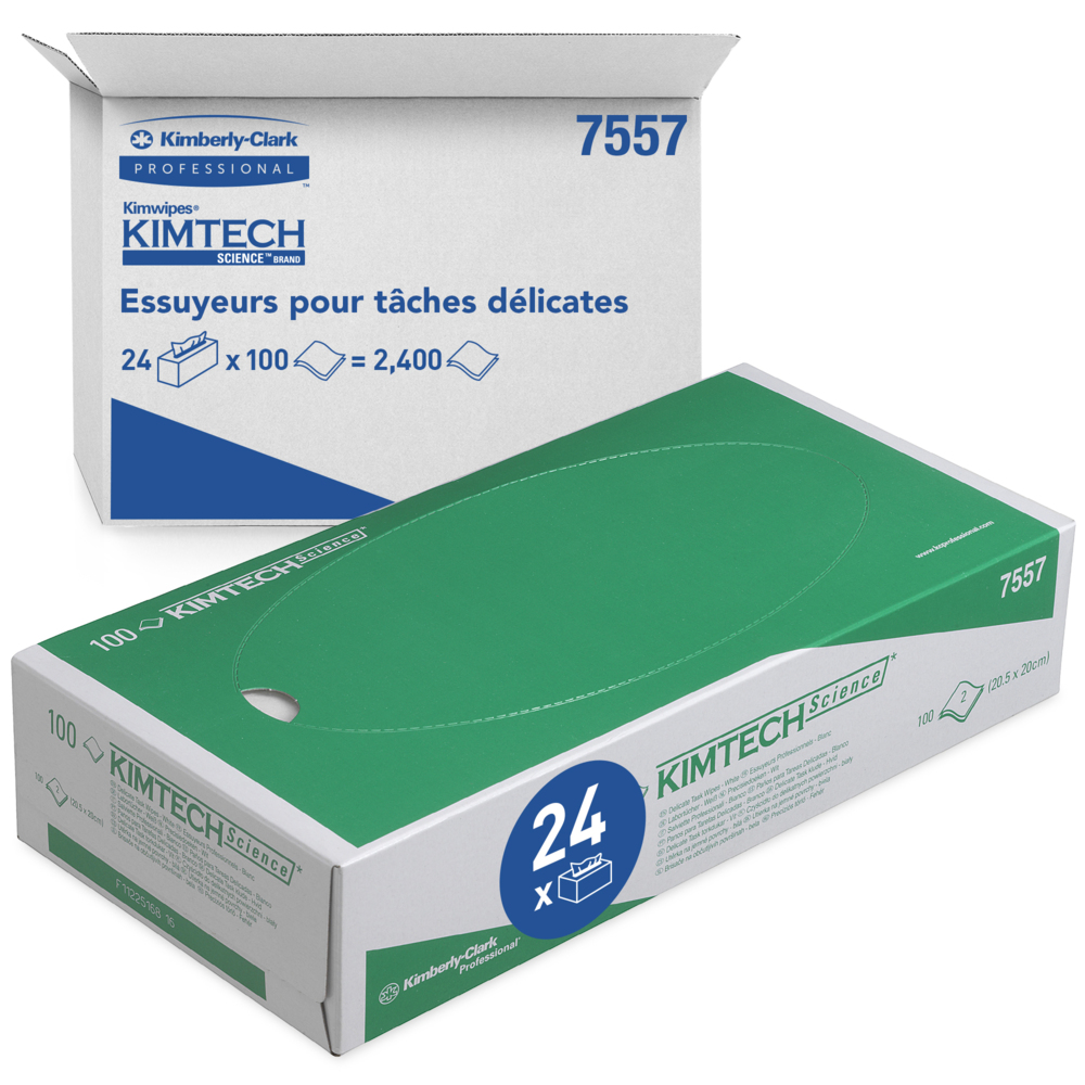 Kimtech® Science Precisiedoeken  24 dozen x 100 witte 2-laags vellen = 2400 vellen - 7557