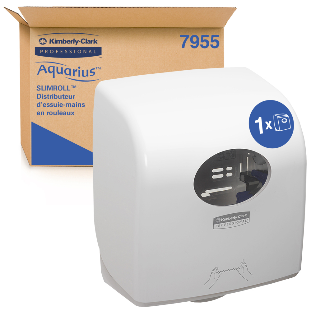 Aquarius™ Slimroll™ dispenser voor handdoeken op rol 7955 - 1 witte dispenser voor papieren handdoeken - 7955