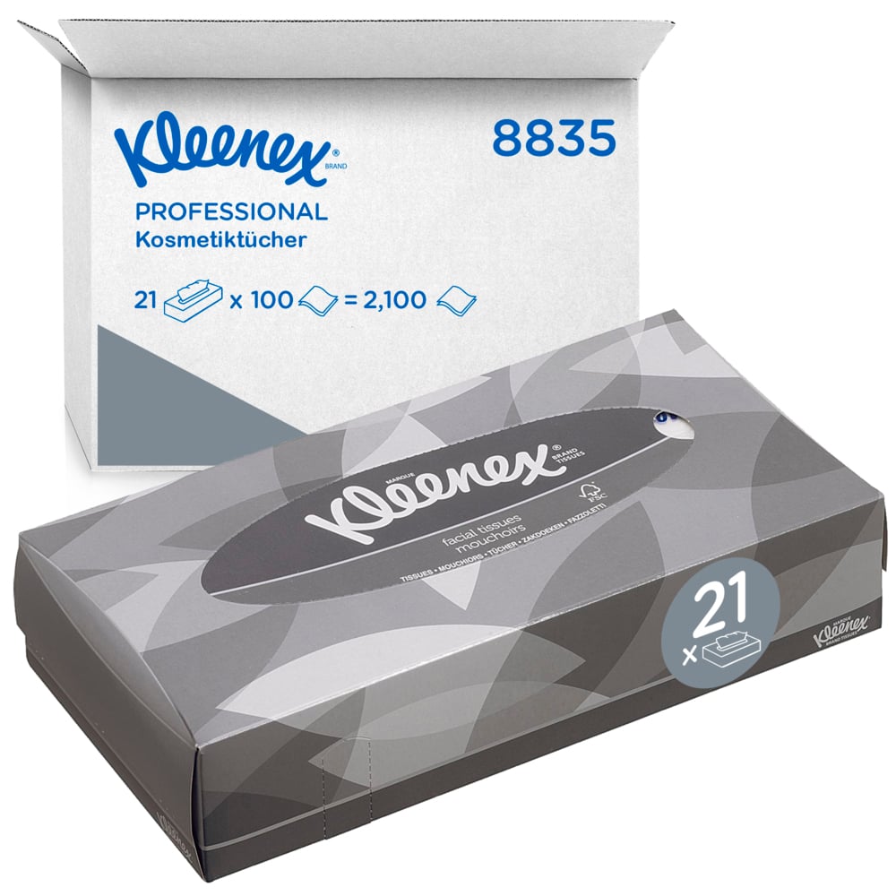 Kleenex® Boîtes de mouchoirs 8835 - 21 x paquets de 100 mouchoirs (2100 au total) - 8835