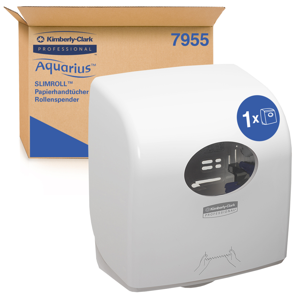 Aquarius™ Slimroll™ dispenser voor handdoeken op rol 7955 - 1 witte dispenser voor papieren handdoeken - 7955